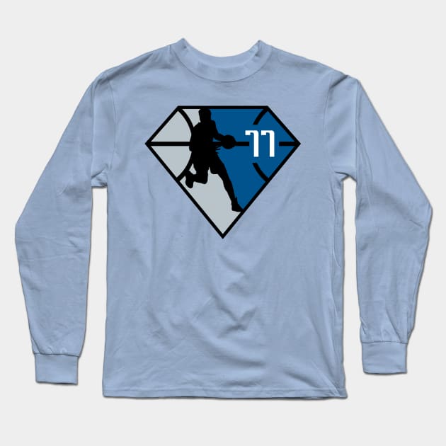 Luka Doncic Diamond #77 (Silver / Gray / White) Long Sleeve T-Shirt by ParaholiX